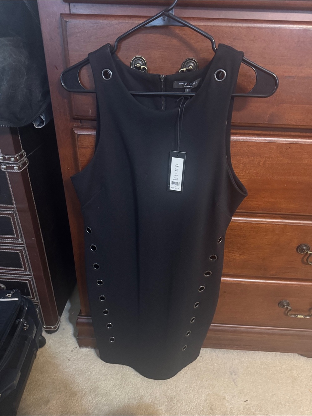 Romeo & Juliet Couture Black Grommet Detail Sheath Dress